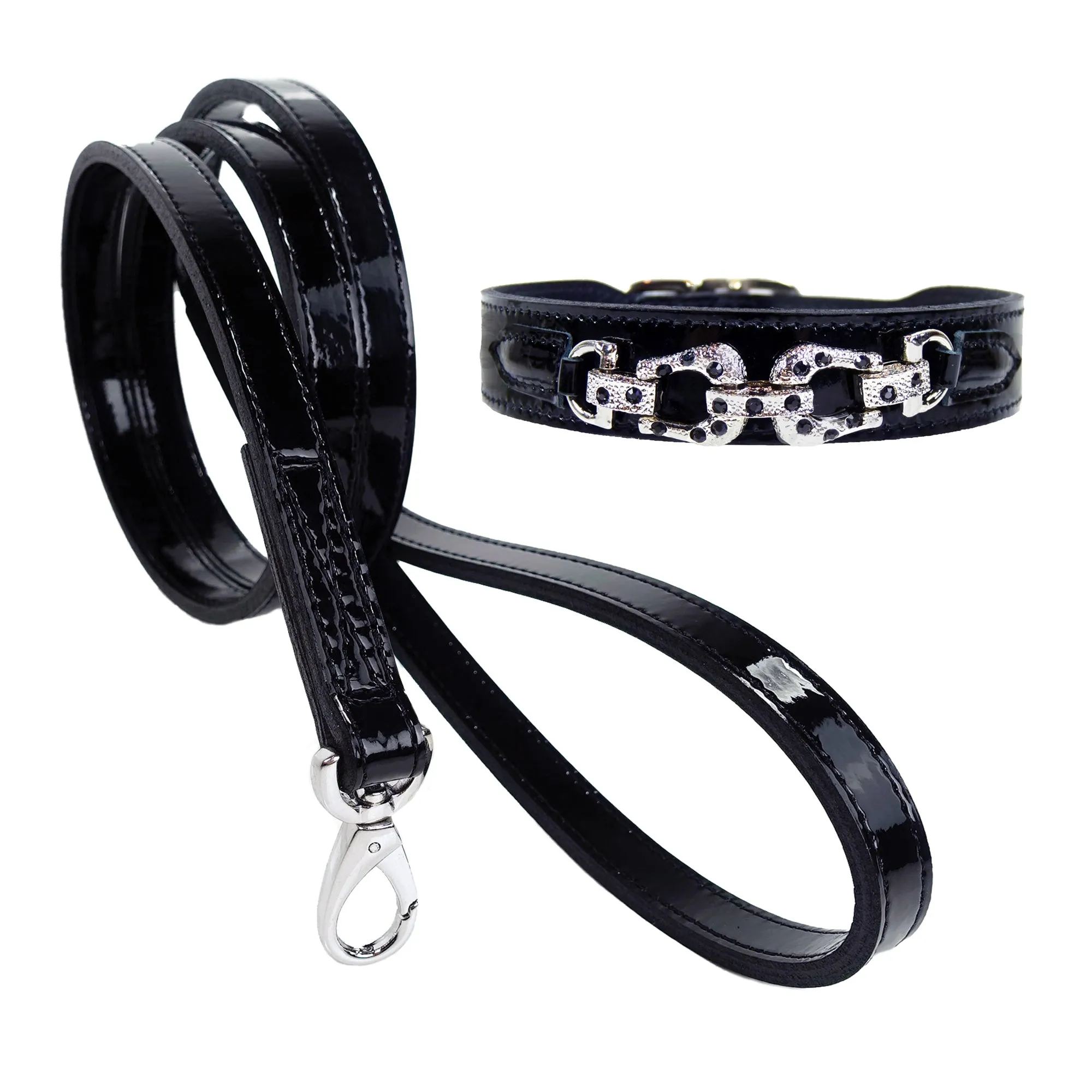 After Eight Dog Leash in Black Patent