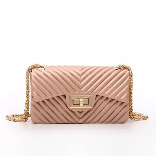 Arsmundi New Handbags Women Frosted Jelly Shoulder Bag Fashion Small Bag V-chain  Messenger Bag Tide Candy Color Female Clutch