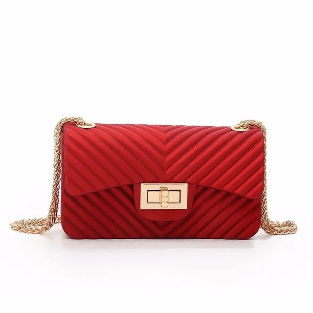 Arsmundi New Handbags Women Frosted Jelly Shoulder Bag Fashion Small Bag V-chain  Messenger Bag Tide Candy Color Female Clutch