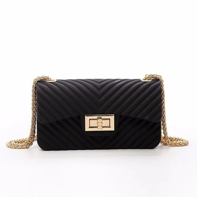 Arsmundi New Handbags Women Frosted Jelly Shoulder Bag Fashion Small Bag V-chain  Messenger Bag Tide Candy Color Female Clutch