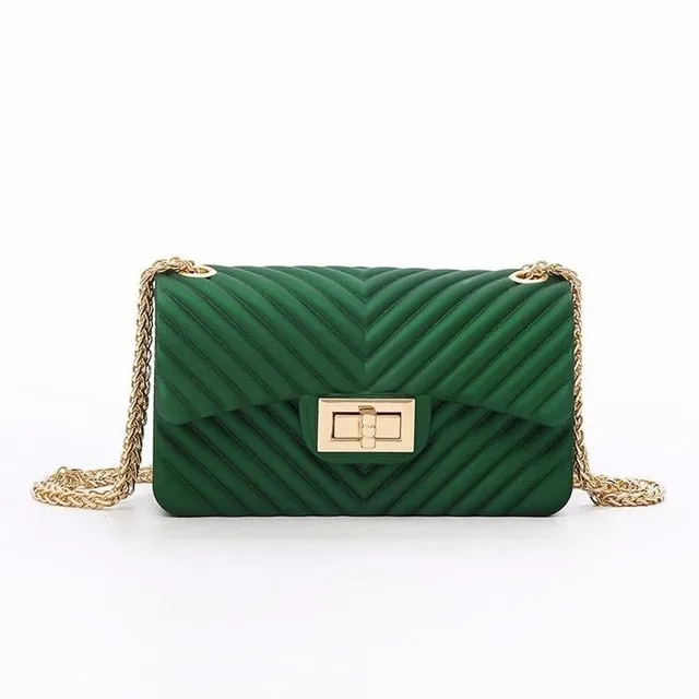 Arsmundi New Handbags Women Frosted Jelly Shoulder Bag Fashion Small Bag V-chain  Messenger Bag Tide Candy Color Female Clutch