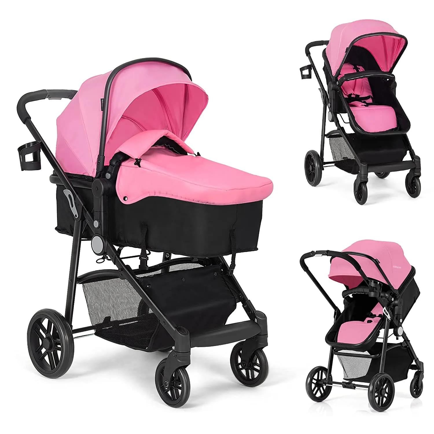 Baby Stroller, 2 in 1 Convertible Carriage Bassinet to Stroller