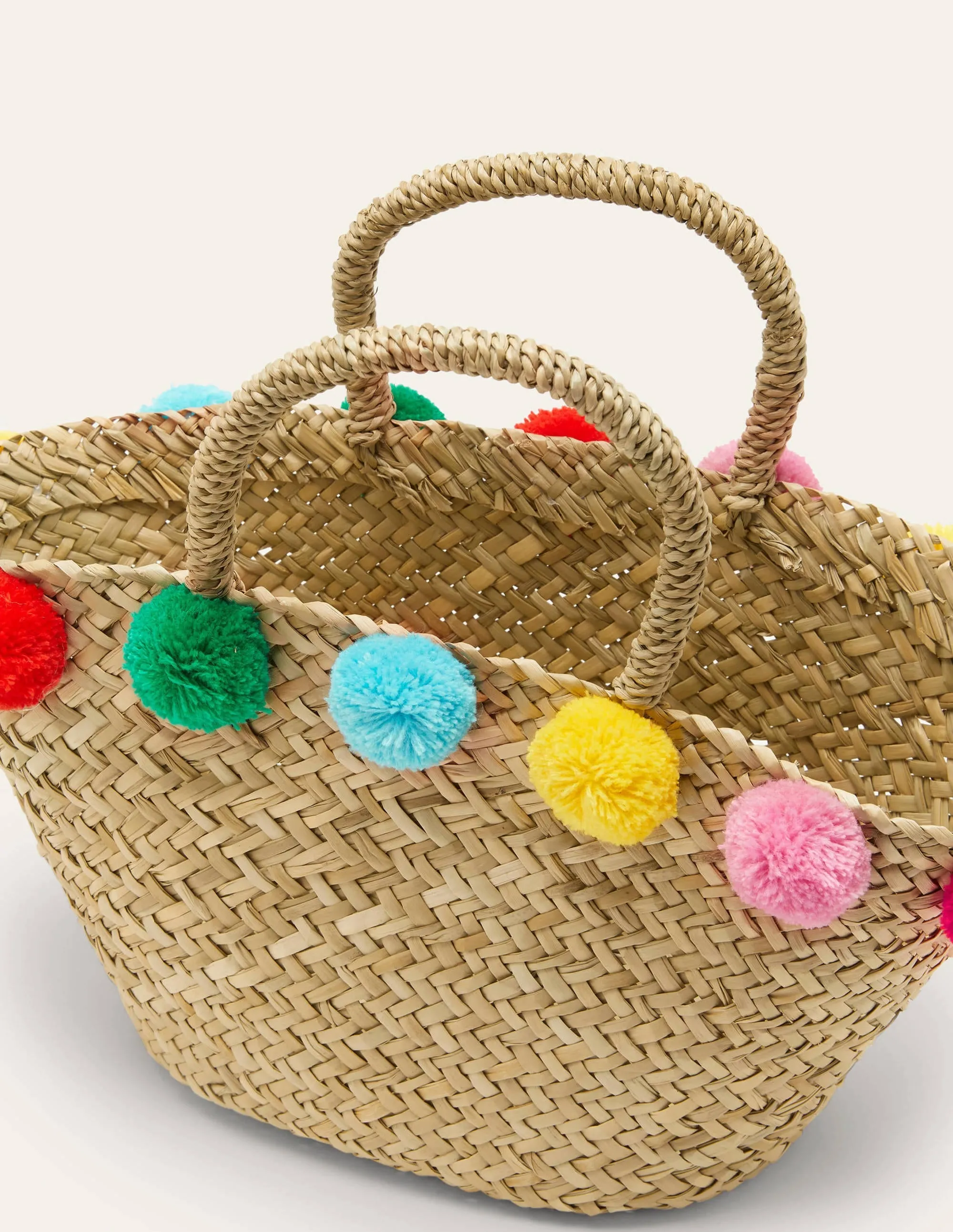 Basket Bag-Pom Poms