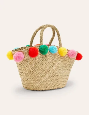 Basket Bag-Pom Poms
