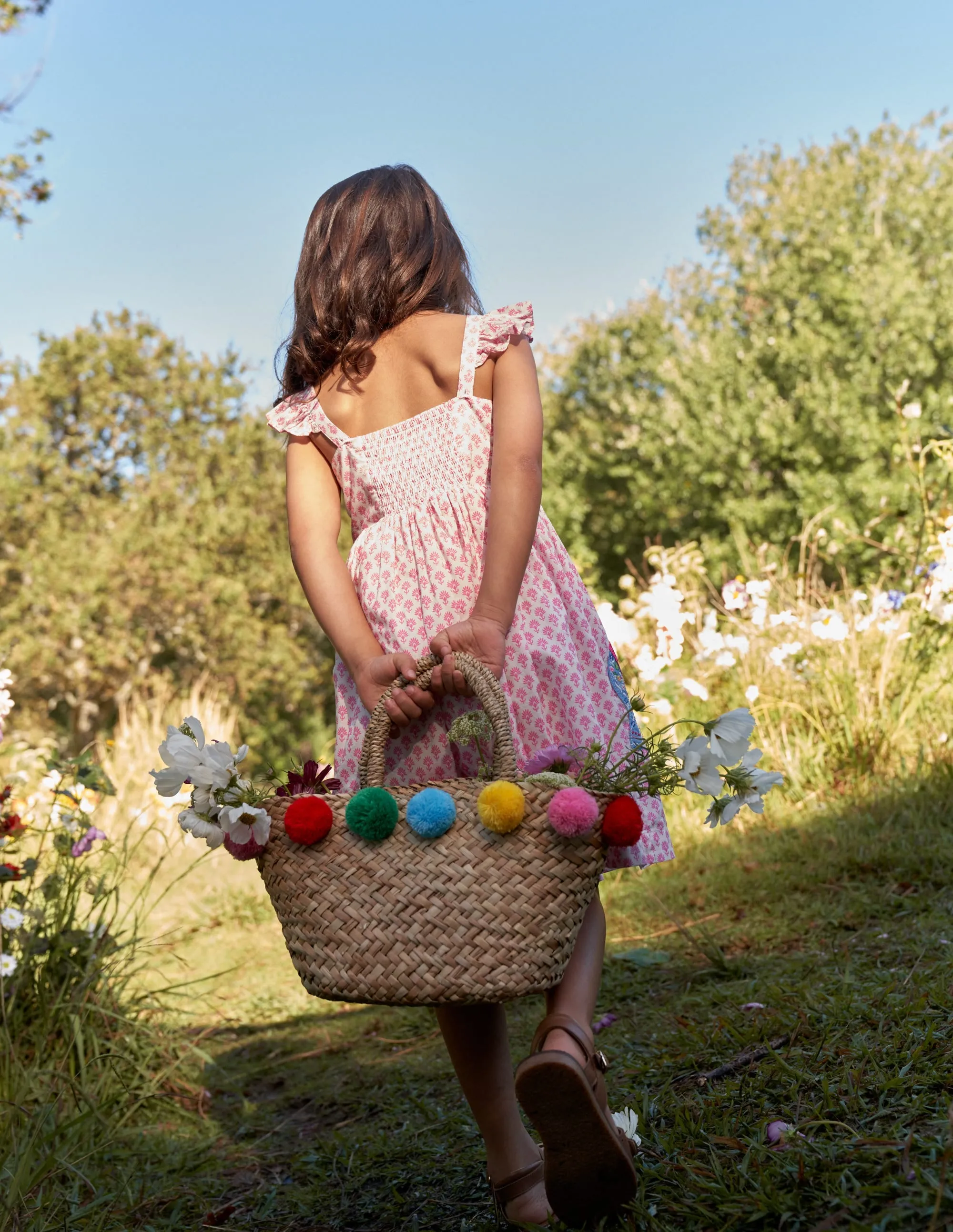 Basket Bag-Pom Poms