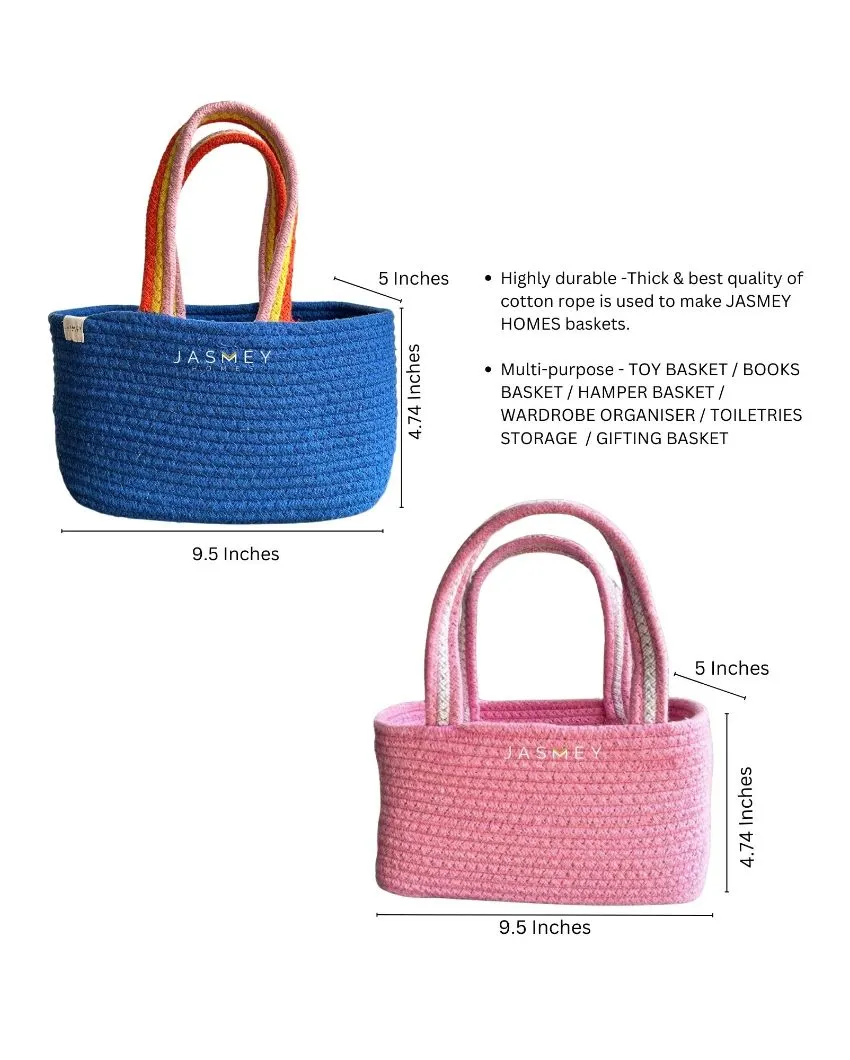 Blue & Pink Boho Cotton Basket | Pack of 2