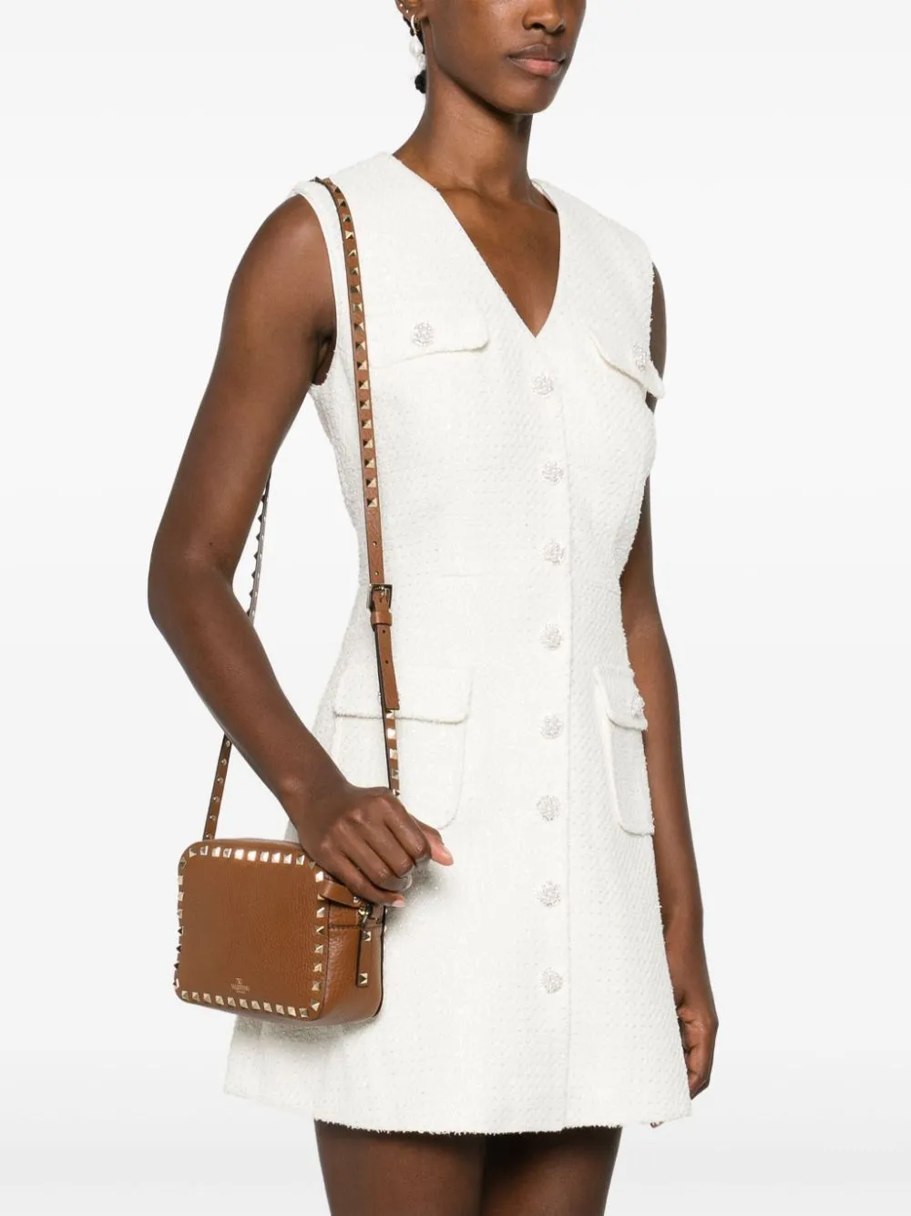 CAMEL CROSSBODY GOLDEN LOGO ZIP STUDS