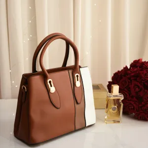 Chic Tricolor Tote Brown