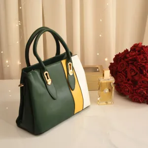 Chic Tricolor Tote Green