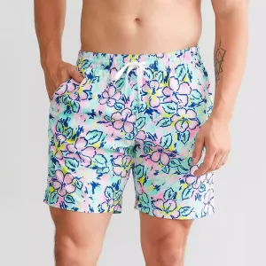 Chubbies 5.5-Inch The Vacation Blooms Swim Trunks - Light/Pastel Mint - Pattern Based