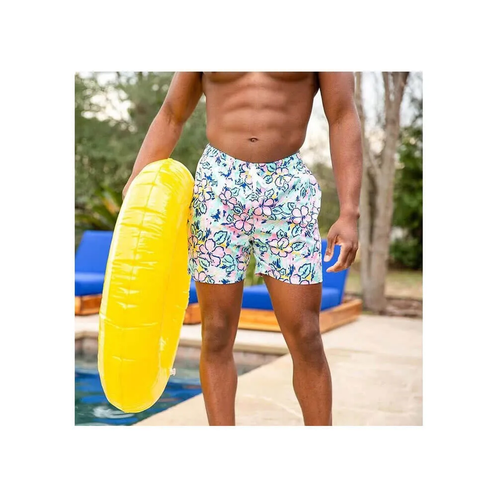 Chubbies 5.5-Inch The Vacation Blooms Swim Trunks - Light/Pastel Mint - Pattern Based