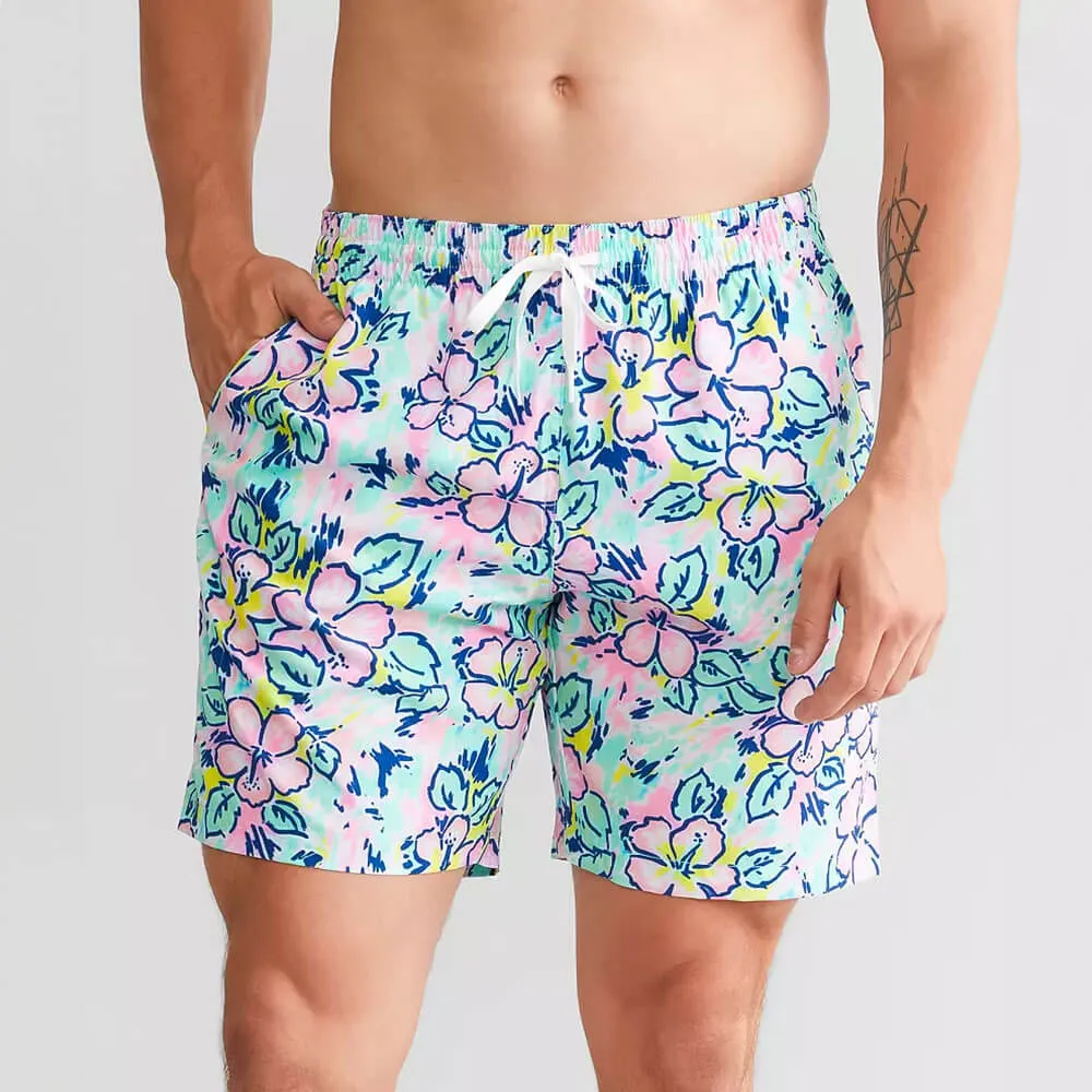 Chubbies 5.5-Inch The Vacation Blooms Swim Trunks - Light/Pastel Mint - Pattern Based
