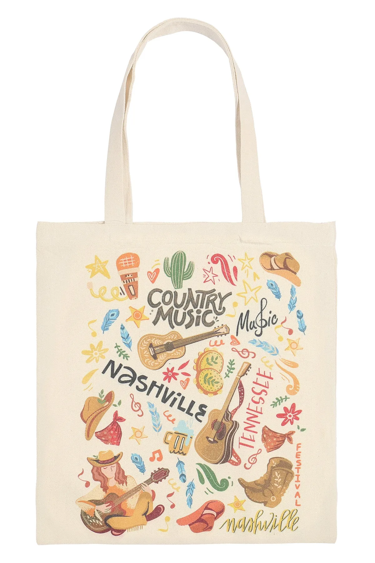 COUNTRY MUSIC NASHVILLE MINIMALIST PRINT TOTE BAG