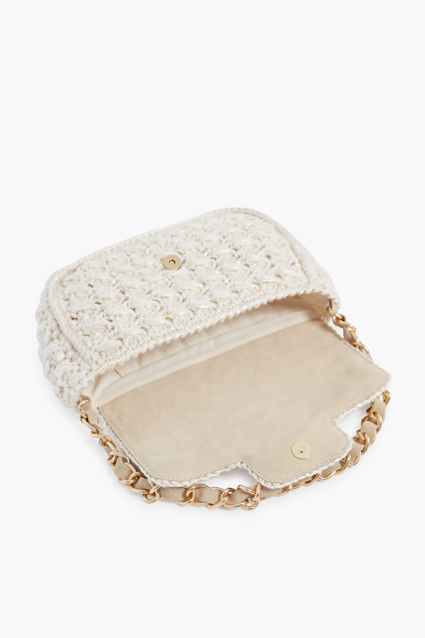 Cream Woven Shoulder Bag
