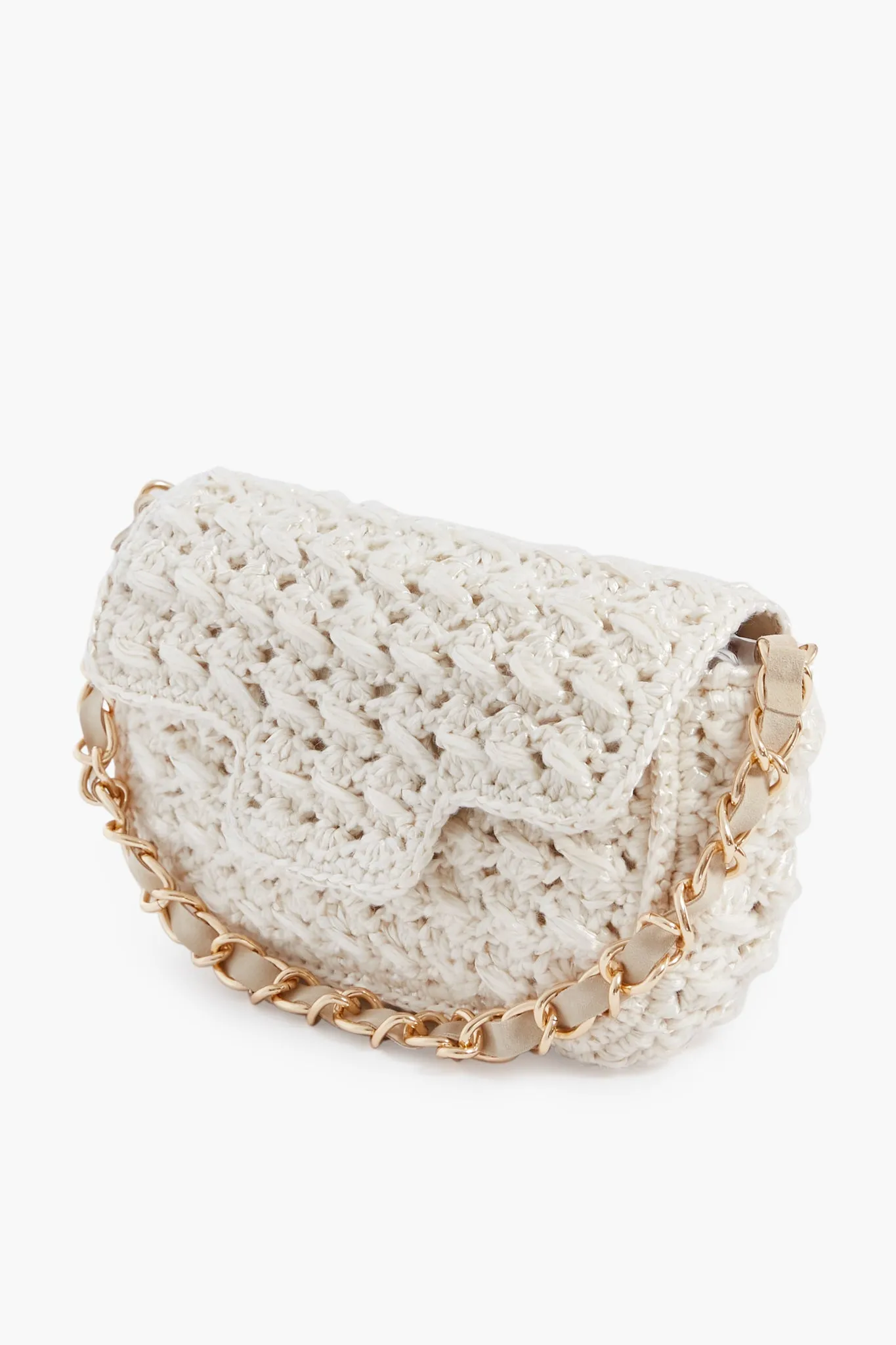 Cream Woven Shoulder Bag