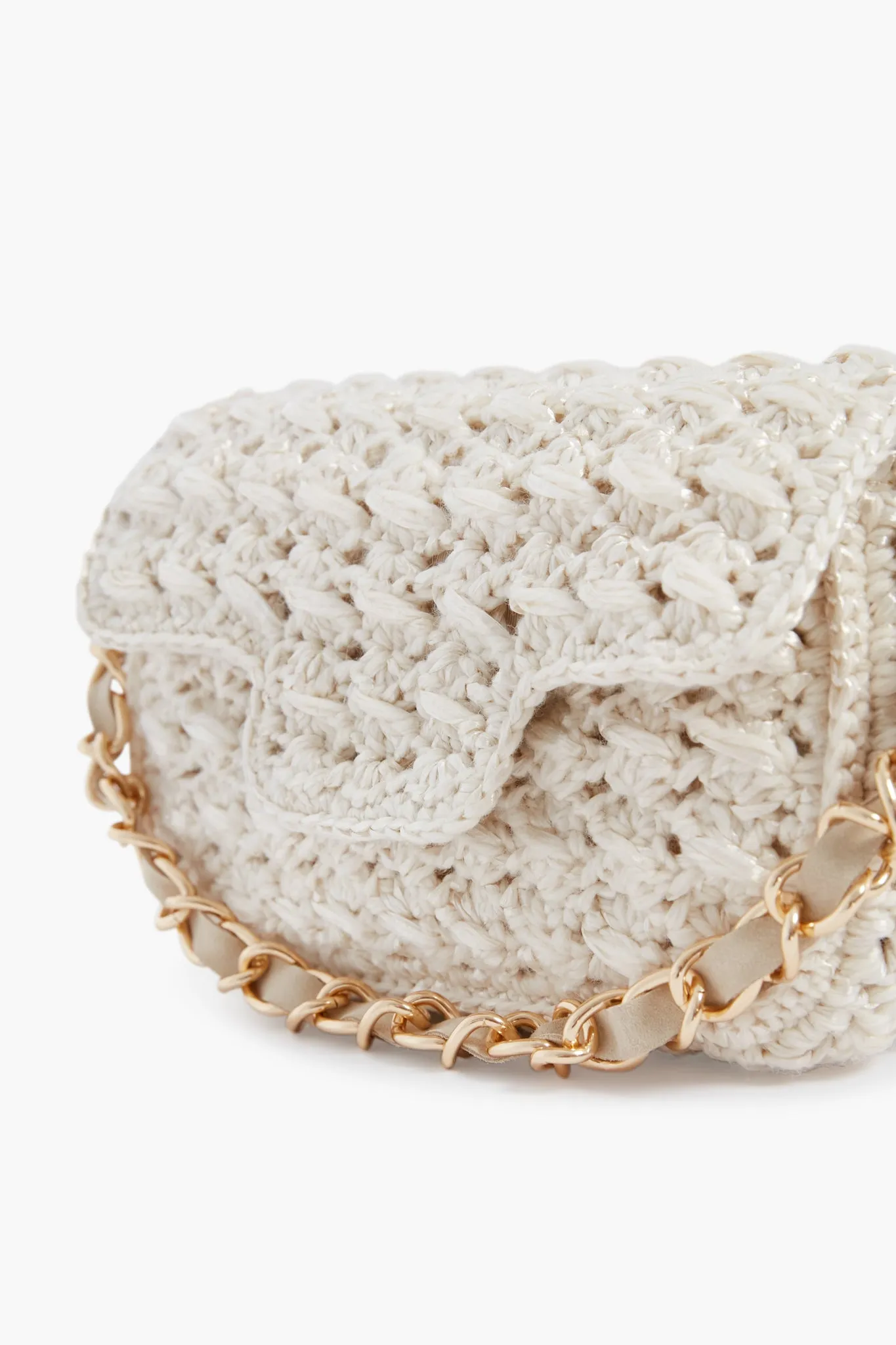 Cream Woven Shoulder Bag