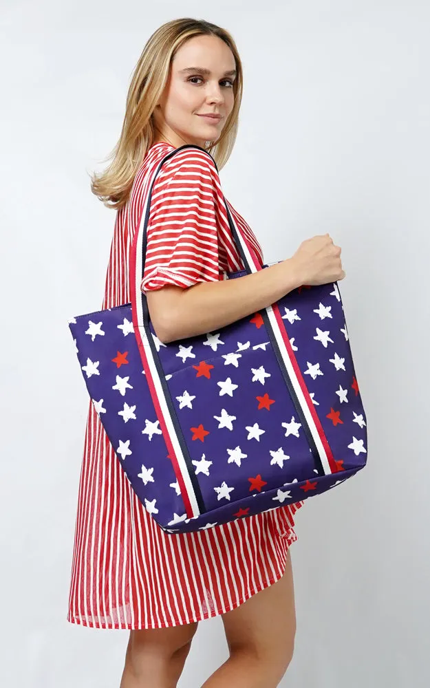 EBB10968US AMERICAN FLAG PRINT TOTE BAG