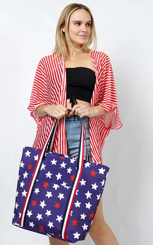 EBB10968US AMERICAN FLAG PRINT TOTE BAG