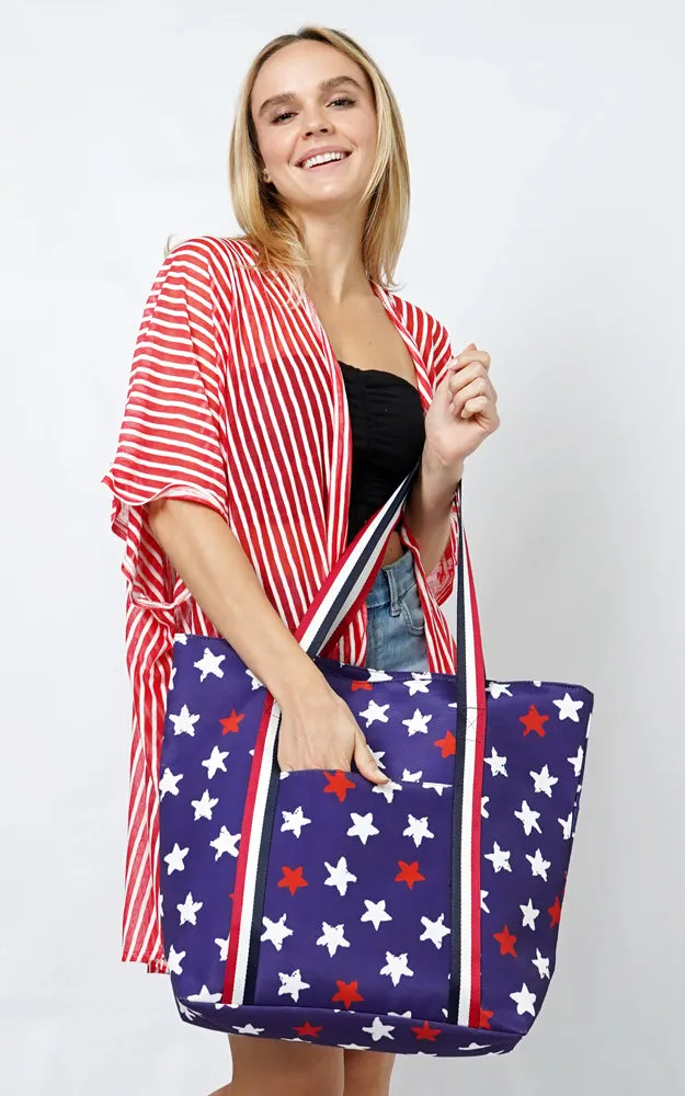 EBB10968US AMERICAN FLAG PRINT TOTE BAG