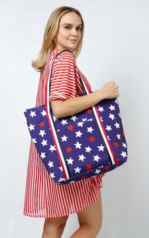EBB10968US AMERICAN FLAG PRINT TOTE BAG