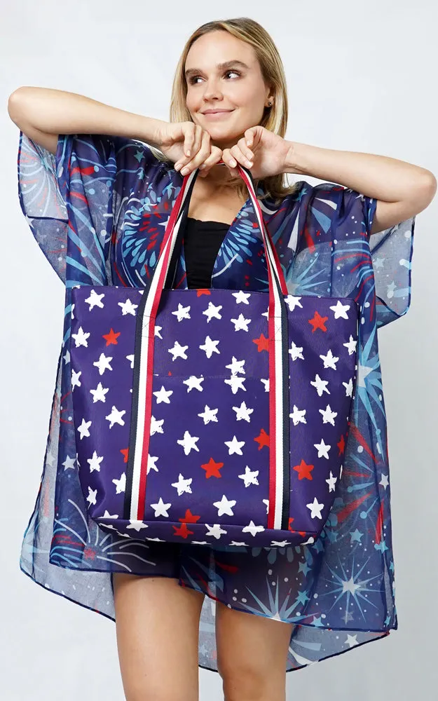 EBB10968US AMERICAN FLAG PRINT TOTE BAG