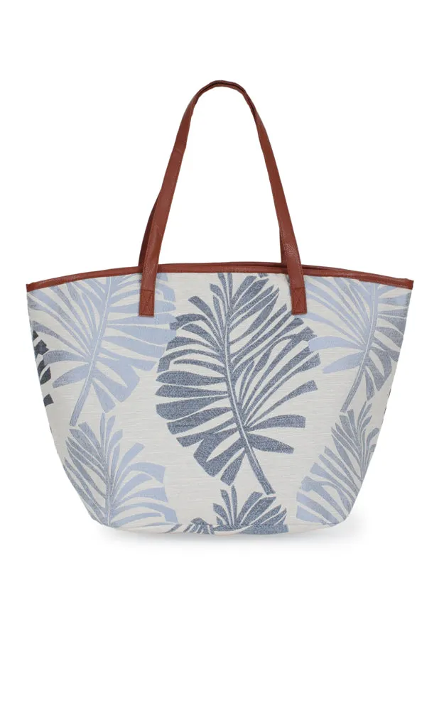 EBB11006 PALM LEAVES PRINT TOTE BAG