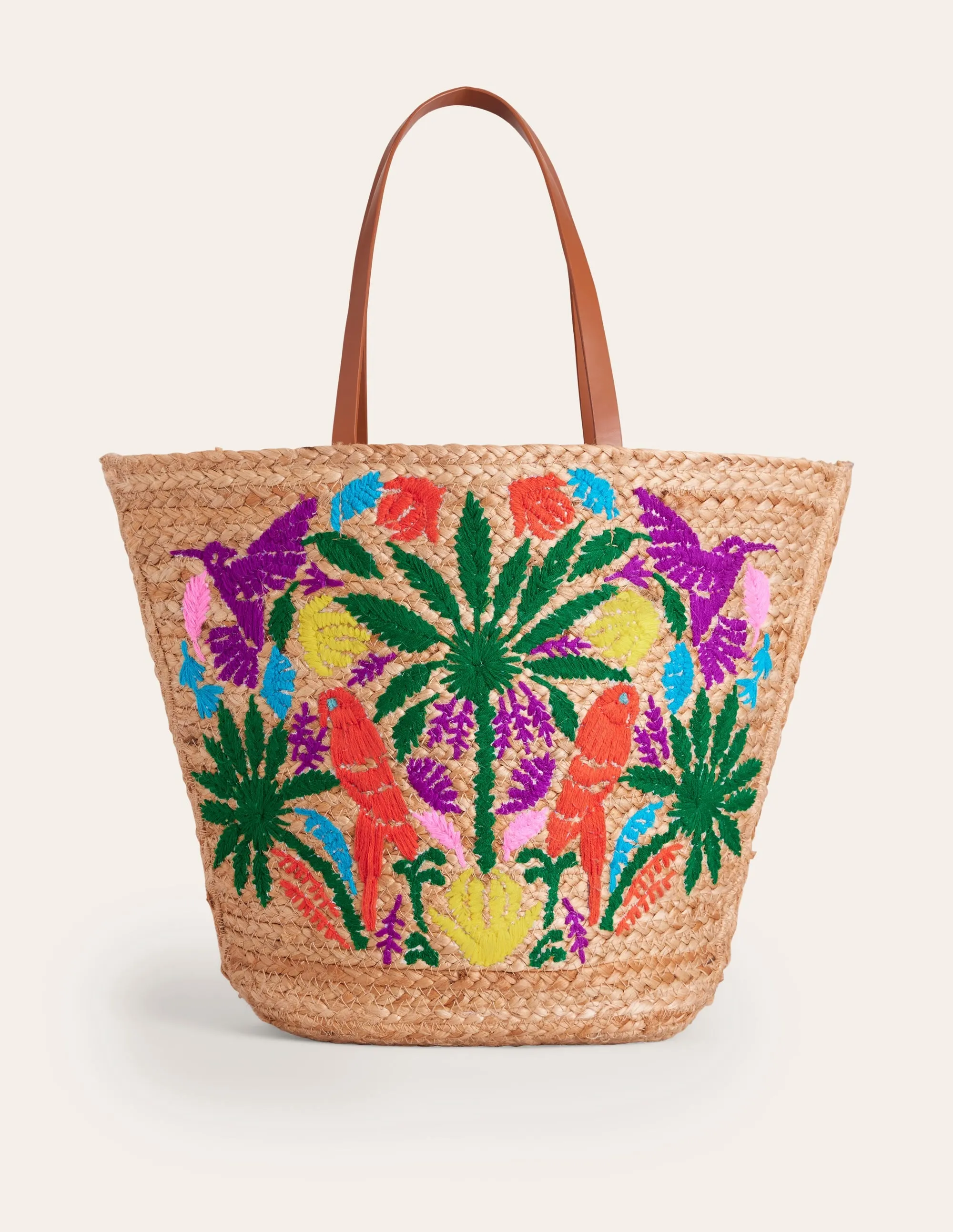 Embroidered Basket Bag-Parrot Embroidery