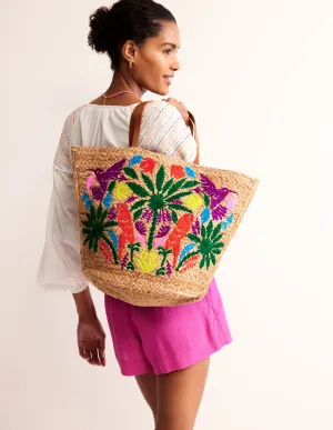 Embroidered Basket Bag-Parrot Embroidery