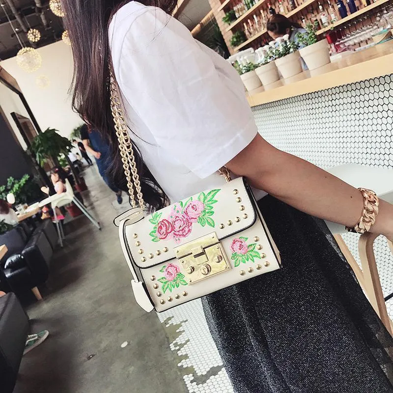 Embroidery Floral Women Bags Luxury Designer Handbags