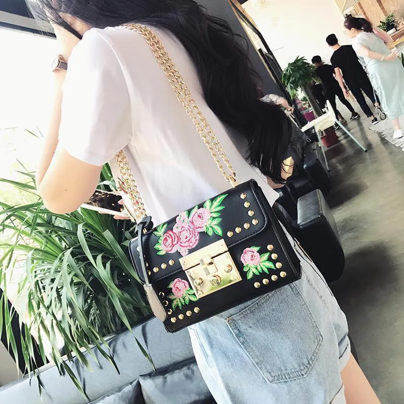 Embroidery Floral Women Bags Luxury Designer Handbags