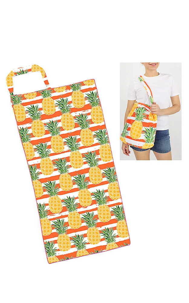 ETW10180 2 in 1 Pineapple Pattern Beach Towel & Beach Bag
