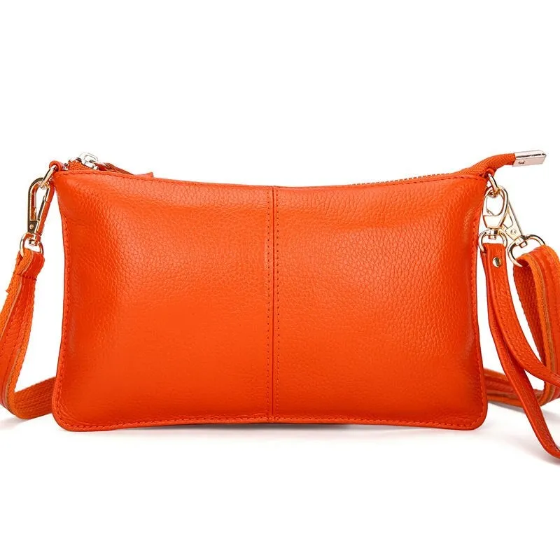 Fashion Women's Genuine Leather Crossbody Bags Candy Color