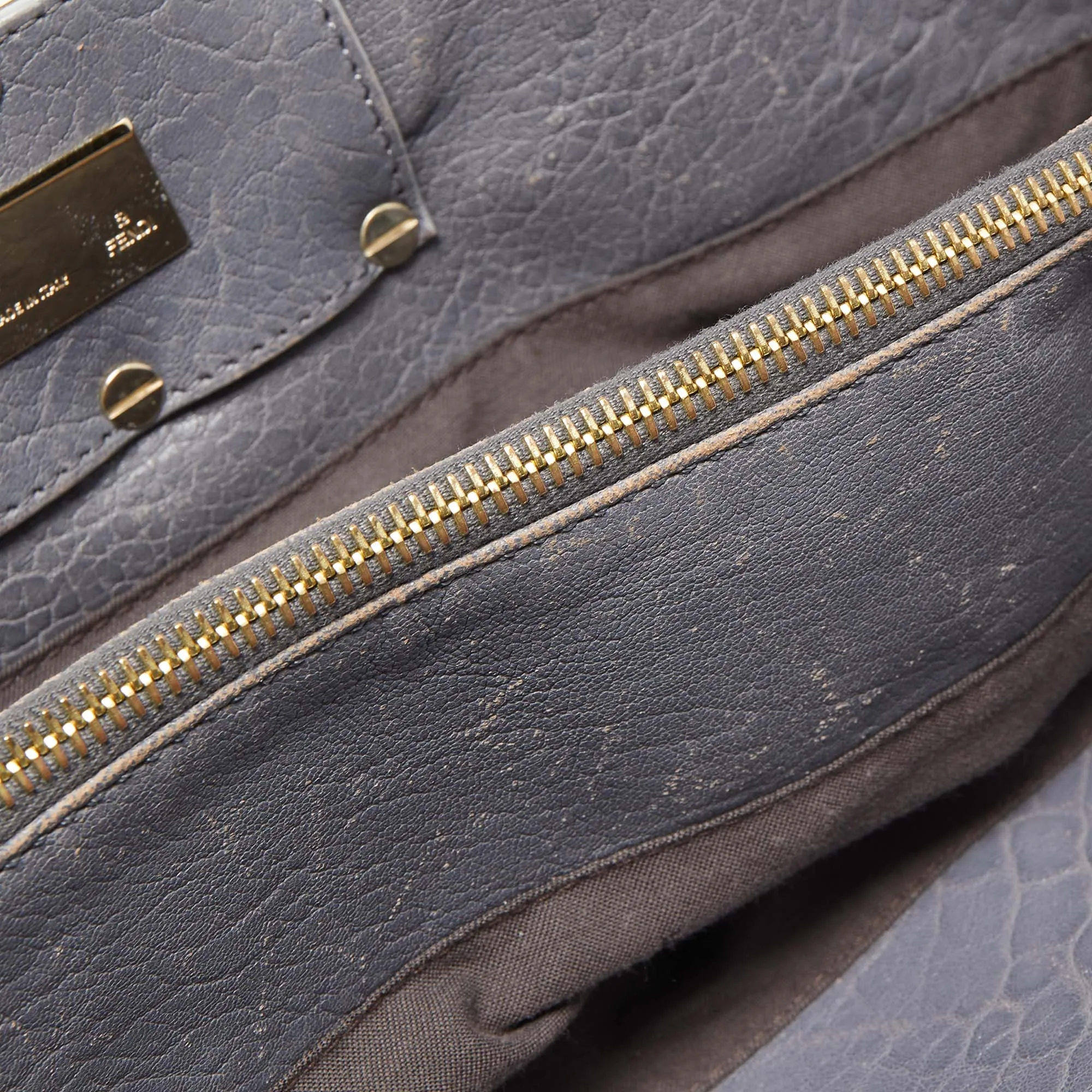 FENDI Light Blue Textured Leather Large Mia Hobo
