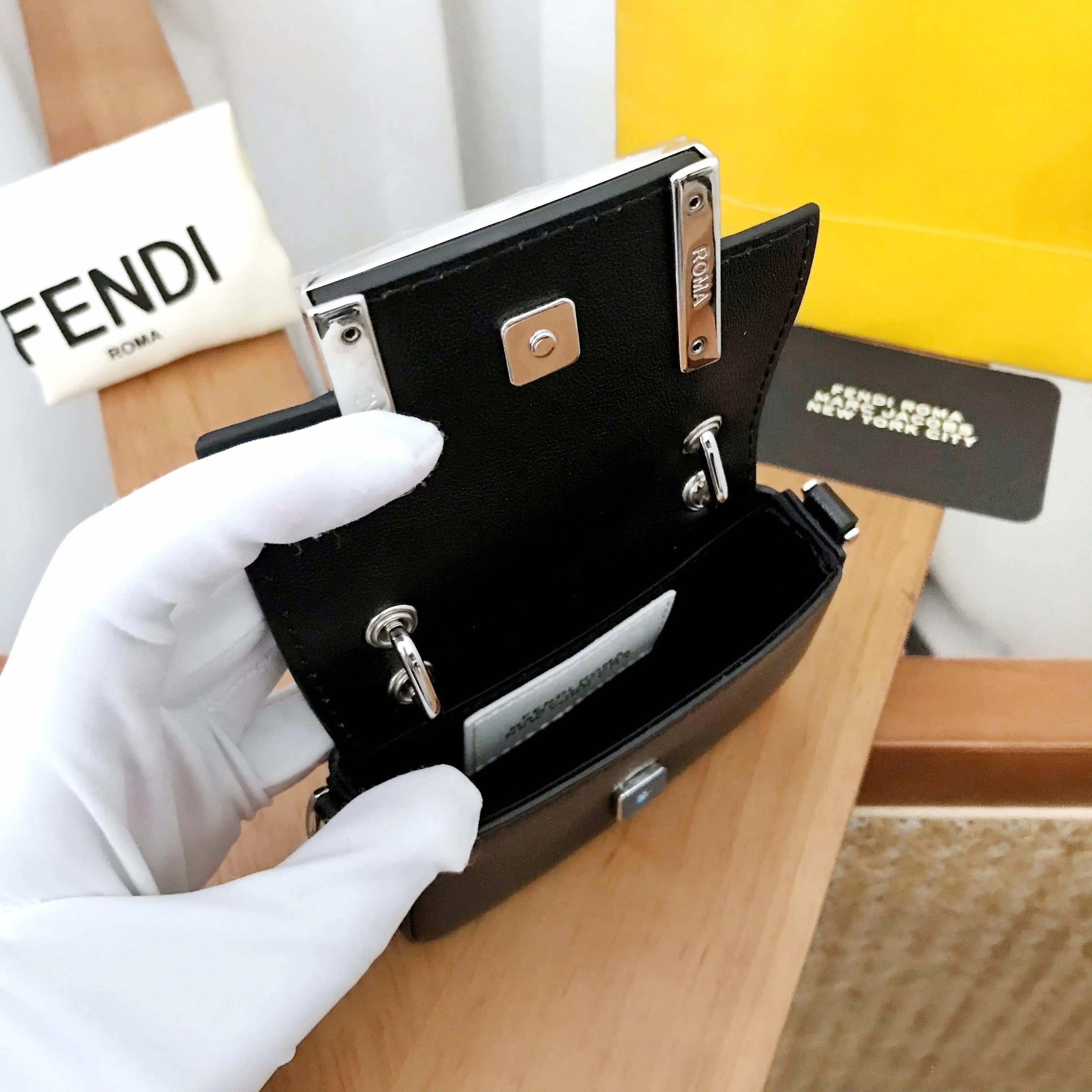 Fendi Nano Baguette Black Leather Mini Bag