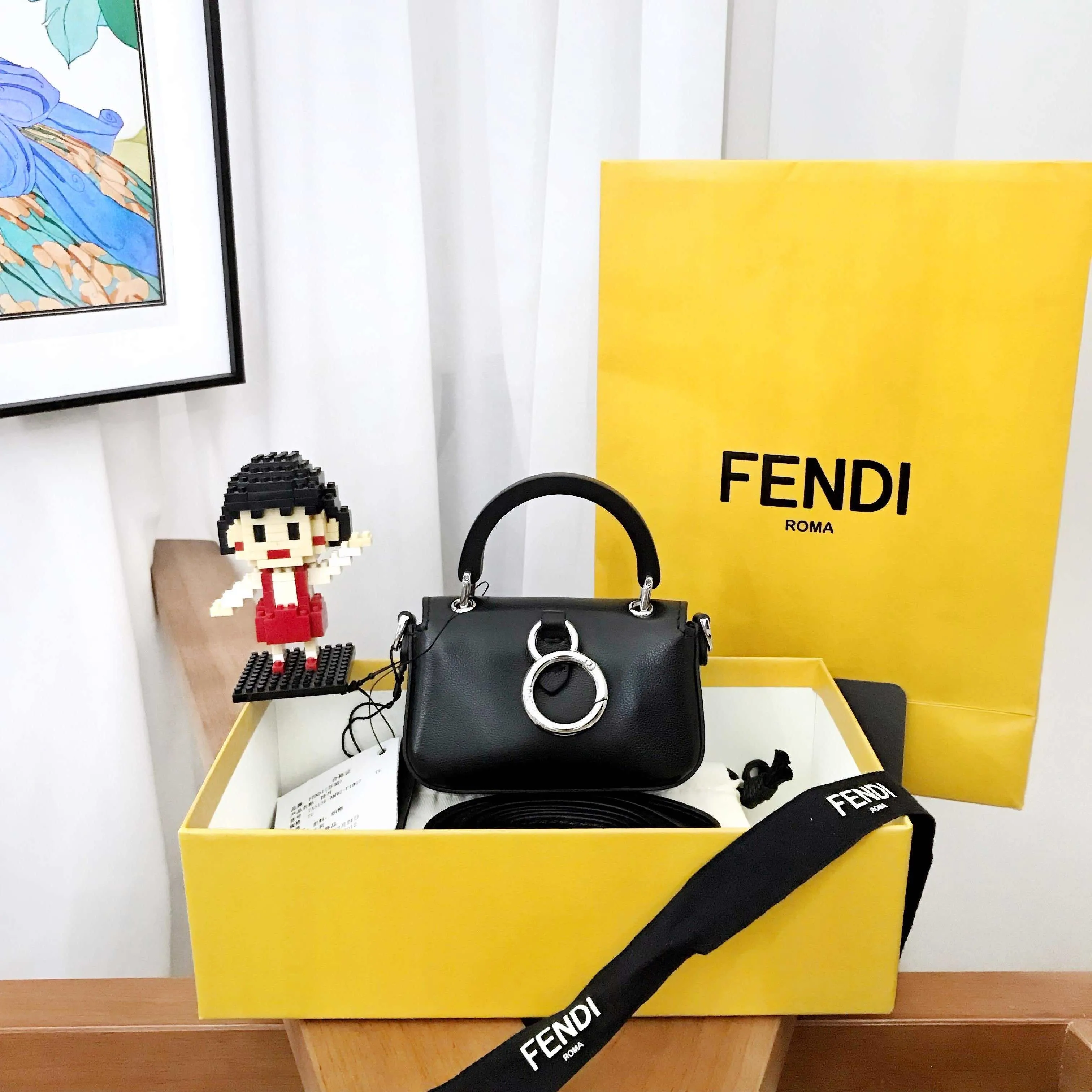 Fendi Nano Baguette Black Leather Mini Bag