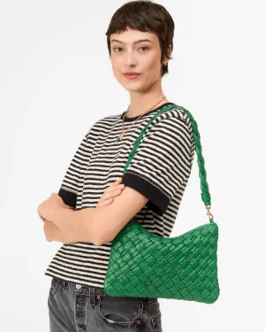 Flat Clutch - Woven Puffy in Fern