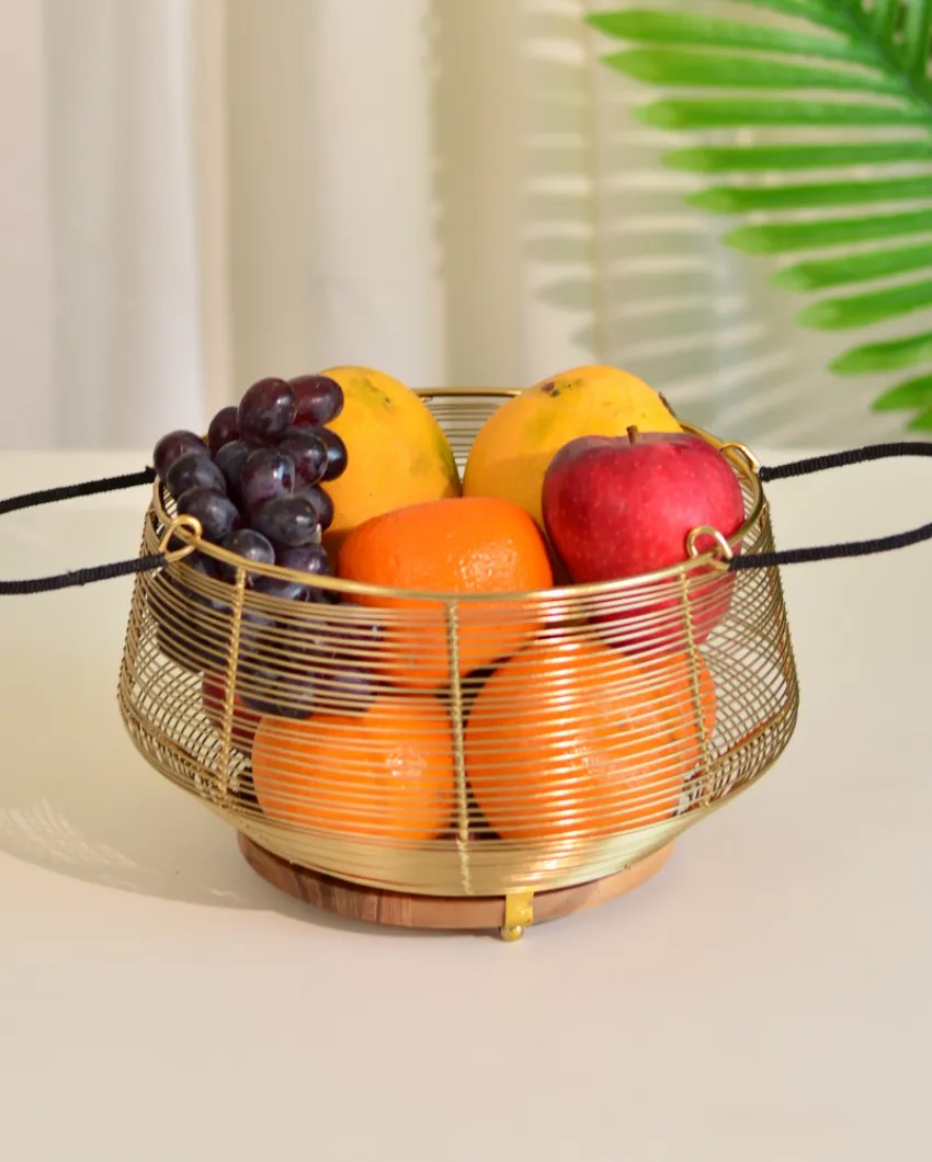 Fruit Wood & Metal Basket | 9 x 6 inches