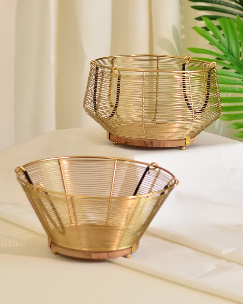 Fruit Wood & Metal Basket | 9 x 6 inches