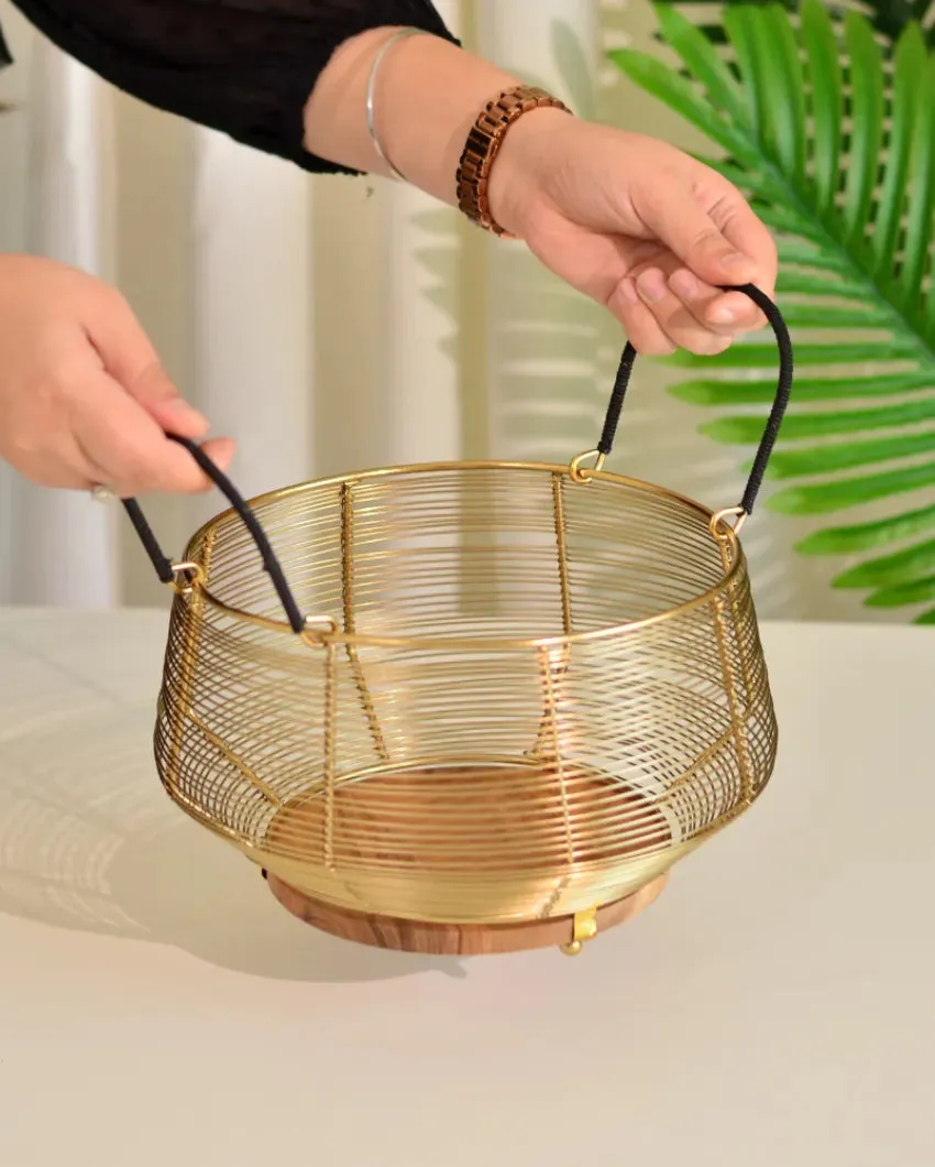 Fruit Wood & Metal Basket | 9 x 6 inches