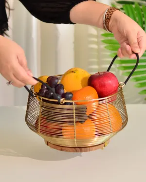Fruit Wood & Metal Basket | 9 x 6 inches