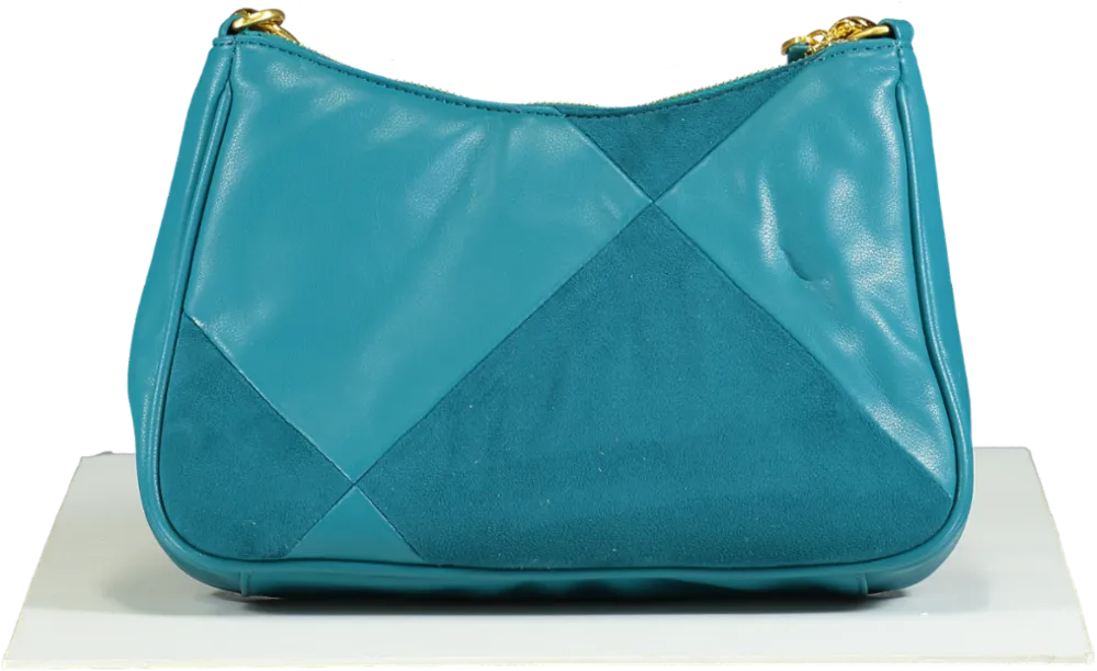 GALLE Paris Teal Patchwork Chain Shoulder Bag