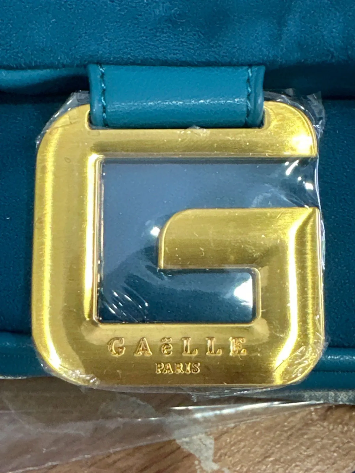 GALLE Paris Teal Patchwork Chain Shoulder Bag