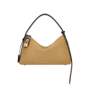Gold Suede Hobo Bag