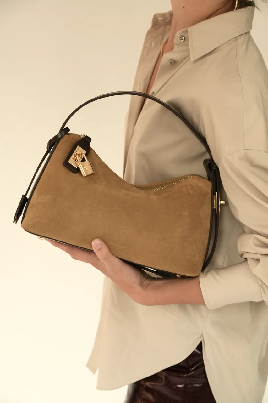 Gold Suede Hobo Bag