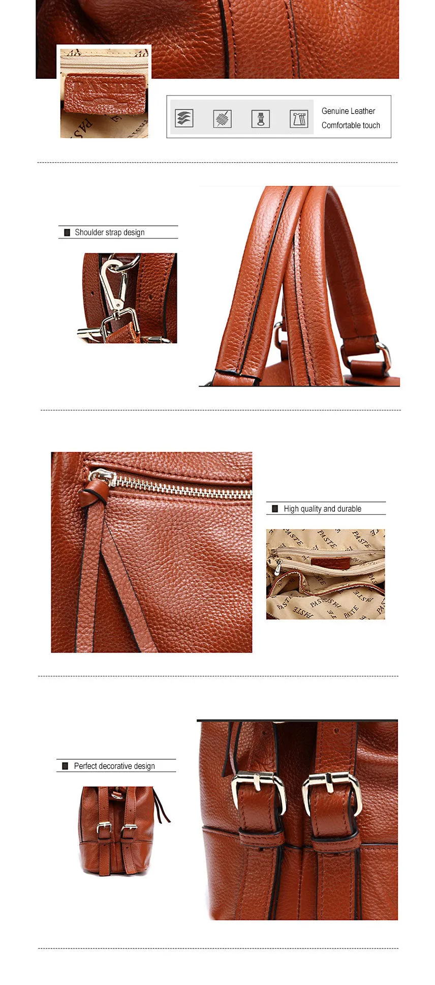 Great Bag for Everyday Women Genuine Leather Handbag Shoulder Bags Casual Women Bag Totes