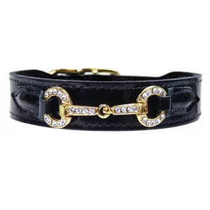 Holiday Dog Collar in Black Patent & Gold