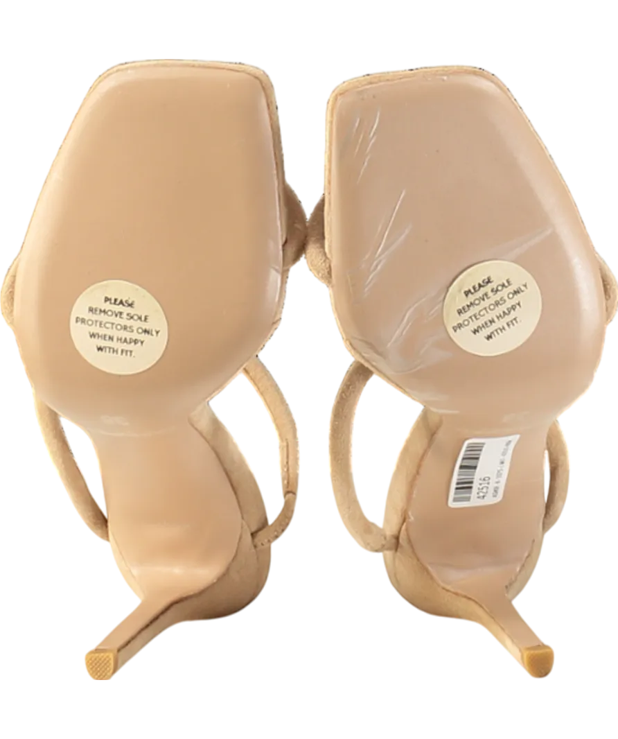House of CB Beige Suede Barely There Heeled Sandals UK 5 EU 38 