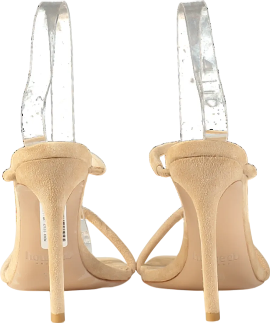 House of CB Beige Suede Barely There Heeled Sandals UK 5 EU 38 