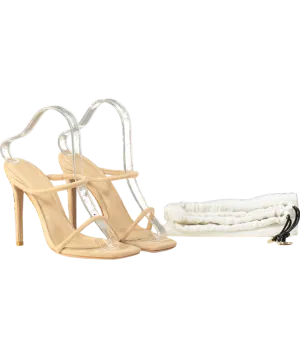 House of CB Beige Suede Barely There Heeled Sandals UK 5 EU 38 