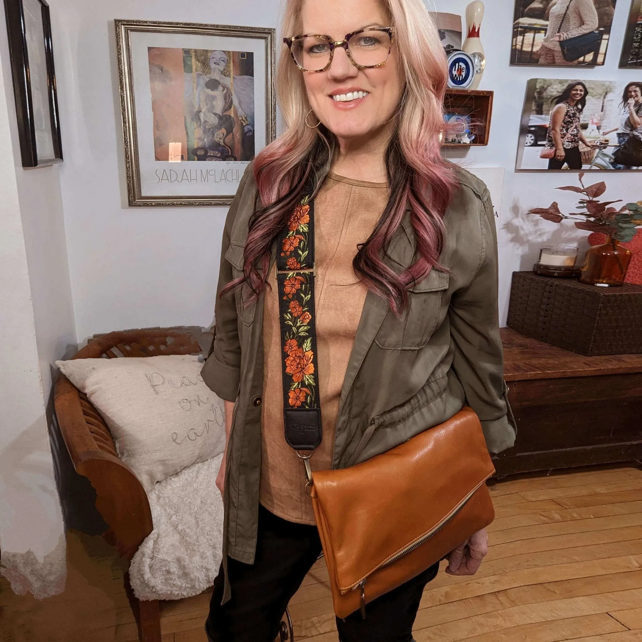 Jenne Foldover Crossbody - Whiskey